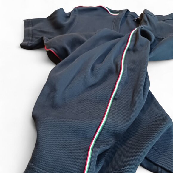 Dolce & Gabbana Men’s Black Ribbed V-Neck Tee Italian Tricolor Stripe Size 52 - Picture 6 of 14